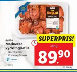 Lidl GYLLDA Marinerad kycklinglårfilé erbjuda