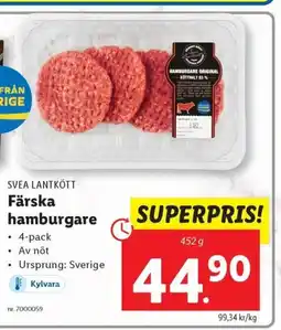 Lidl SVEA LANTKÖTT Färska hamburgare erbjuda