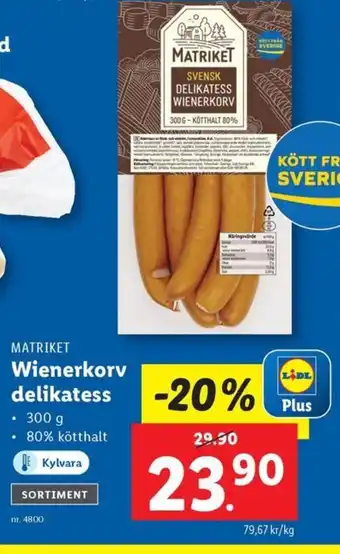 Lidl MATRIKET Wienerkorv delikatess erbjuda