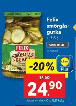 Lidl FELIX smörgås- gurka erbjuda