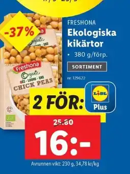 Lidl FRESHONA Ekologiska kikärtor erbjuda