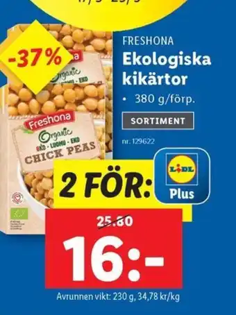 Lidl FRESHONA Ekologiska kikärtor erbjuda