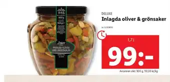 Lidl DELUXE Inlagda oliver & grönsaker erbjuda