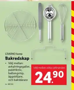 Lidl LIVARNO home Bakredskap • Välj mellan: avkylningsgaller, palettkniv, ballongvisp, äggskiljare, erbjuda