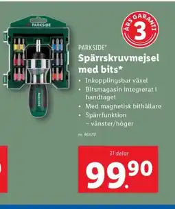 Lidl PARKSIDE Spärrskruvmejsel med bits* erbjuda