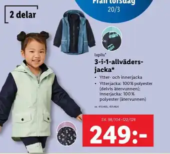 Lidl 3-i-1-allväders- jacka* erbjuda