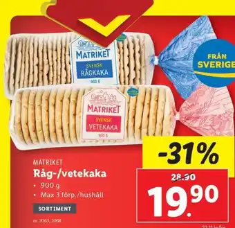 Lidl MATRIKET Råg-/vetekaka erbjuda