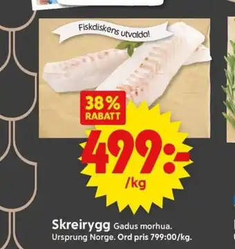 ICA Supermarket Skreirygg Gadus morhua. erbjuda