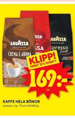 ICA Kvantum LAVAZZA Kaffe hela bönor erbjuda