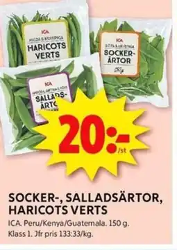 ICA Kvantum ICA Socker-, salladsärtor, haricots verts erbjuda