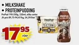 Din Mat PROPUD Milkshake •proteinpudding erbjuda