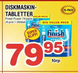 Nya Pulsen FINISH Diskmaskin- tabletter erbjuda