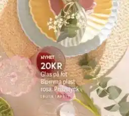 DollarStore Glas på fot Blomma plast rosa. Pris/styck erbjuda