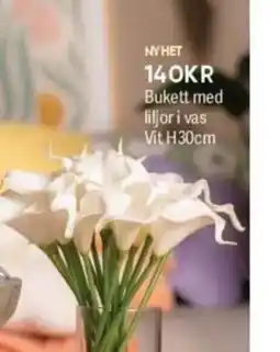 DollarStore Bukett med liljor i vas Vit H30cm erbjuda