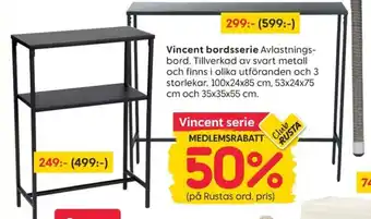 Rusta Vincent bordsserie Avlastnings erbjuda