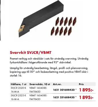 Würth Svarvkit SVJCR/VBMT erbjuda