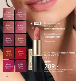 Oriflame Giordani Gold Iconic Matte Lipstick SPF 15 erbjuda