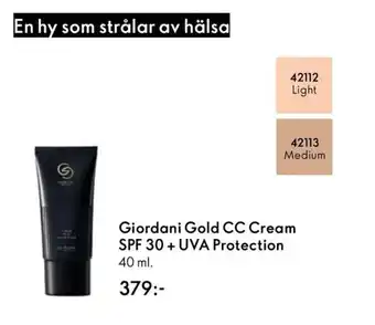 Oriflame Giordani Gold CC Cream SPF 30 + UVA Protection erbjuda