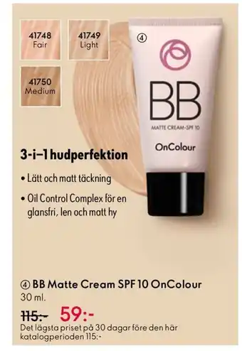 Oriflame BB Matte Cream SPF 10 OnColour erbjuda