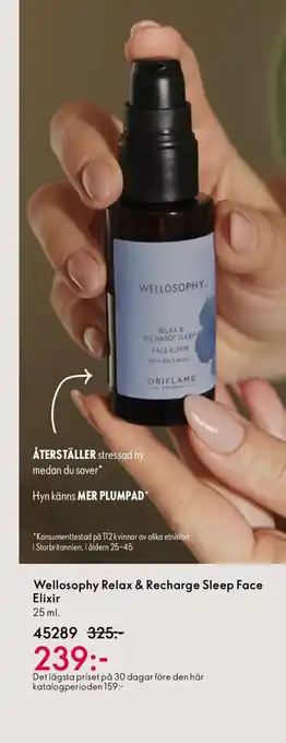 Oriflame Wellosophy Relax & Recharge Sleep Face Elixir erbjuda