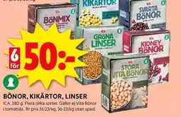 ICA Kvantum ICA Bönor, kikärtor, linser erbjuda