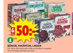 ICA Kvantum ICA Bönor, kikärtor, linser erbjuda