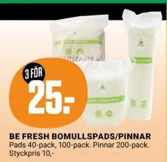 ÖoB BE FRESH BOMULLSPADS/PINNAR erbjuda