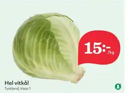 Hemköp Hel vitkål Tyskland, klass 1 erbjuda