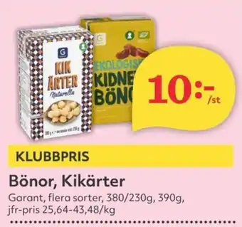 Hemköp Bönor, Kikärter erbjuda