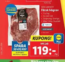 Lidl SVEA LANTKÖTT Färsk högrev erbjuda