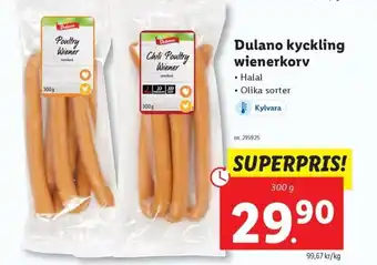 Lidl Dulano kyckling wienerkorv erbjuda