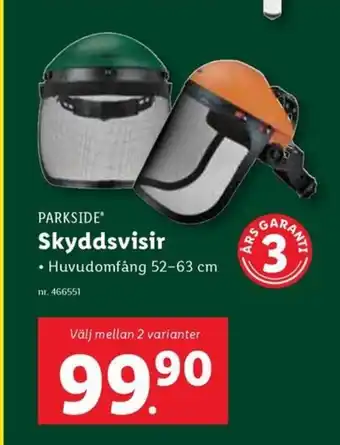 Lidl PARKSIDE Skyddsvisir erbjuda