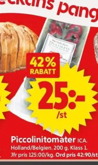 ICA Supermarket Piccolinitomater ICA. erbjuda