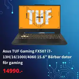 Elgiganten Asus TUF Gaming FX507 i7- 13H/16/1000/4060 15.6" Bärbar dator erbjuda