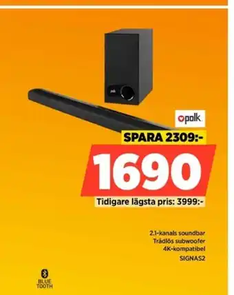 Power 2.1-kanals soundbar Trådlös subwoofer erbjuda