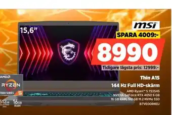 Power Thin A15 144 Hz Full HD-skärm erbjuda