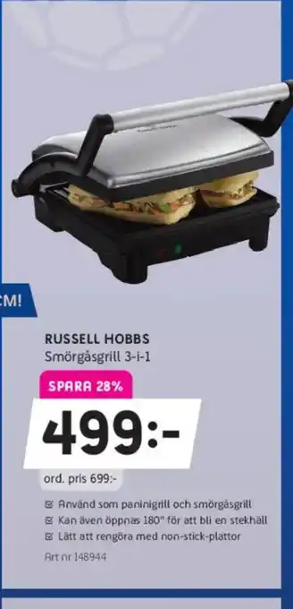 Elon RUSSELL HOBBS Smörgåsgrill 3-i-1 erbjuda