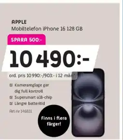 Elon APPLE Mobiltelefon iPhone 16 128 GB erbjuda