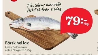 Hemköp Färsk hel lax erbjuda