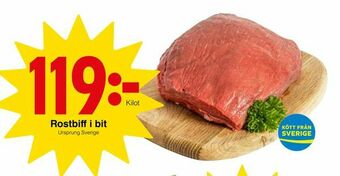 Matöppet Rostbiff i bit erbjuda