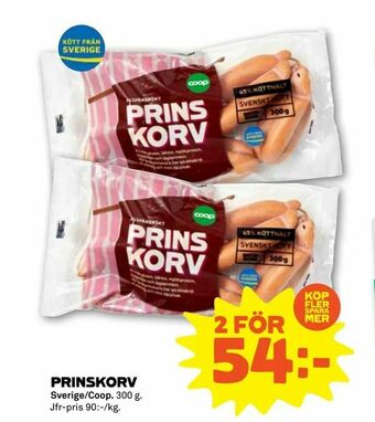 Stora Coop Prinskorv erbjuda
