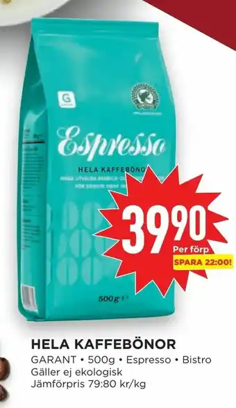 Willys Hemma Hela kaffebönor erbjuda