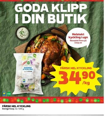 Coop Färsk hel kyckling erbjuda