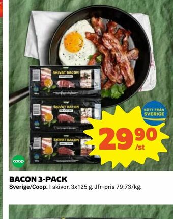 Coop Bacon 3-pack erbjuda