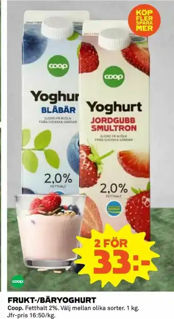 Coop Frukt-/bäryoghurt erbjuda