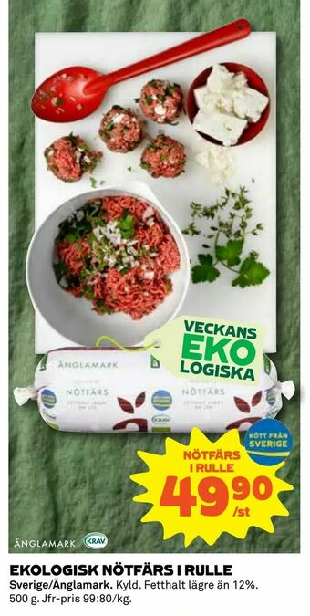 Coop Konsum Ekologisk nötfärs i rulle erbjuda
