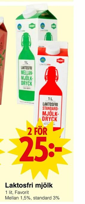 Matöppet Laktosfri mjölk erbjuda