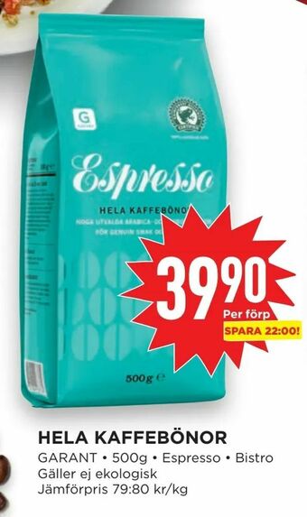 Willys Hemma Hela kaffebönor erbjuda