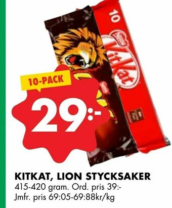 ÖoB Kitkat, lion stycksaker erbjuda