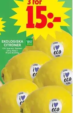 ICA Maxi EKOLOGISKA  CITRONER erbjuda